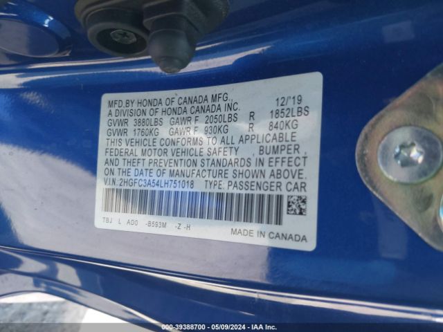 Photo 8 VIN: 2HGFC3A54LH751018 - HONDA CIVIC SI 