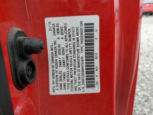 Photo 11 VIN: 2HGFC3A56KH751679 - HONDA CIVIC 