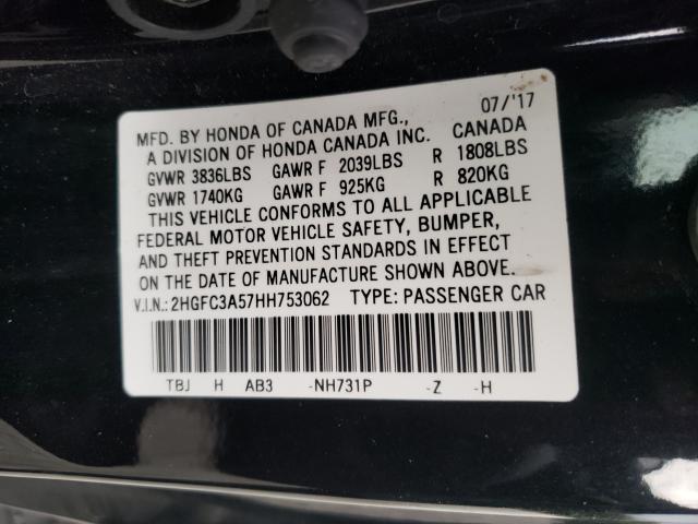 Photo 9 VIN: 2HGFC3A57HH753062 - HONDA CIVIC SI 