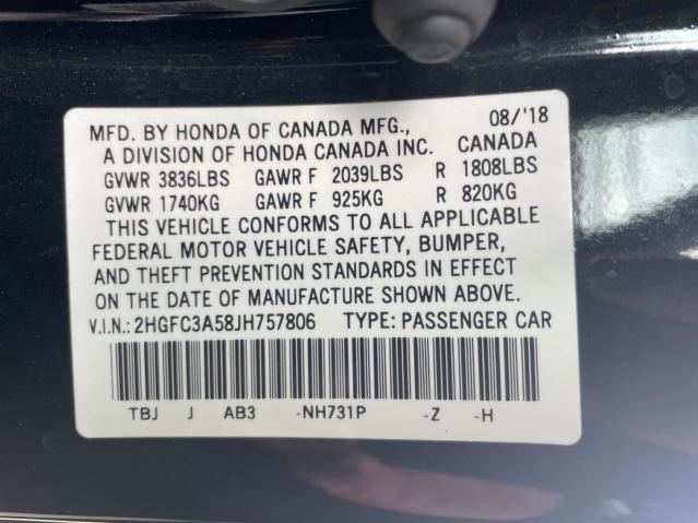 Photo 9 VIN: 2HGFC3A58JH757806 - HONDA CIVIC SI 