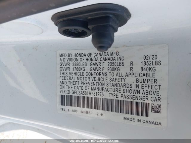 Photo 8 VIN: 2HGFC3A58LH751975 - HONDA CIVIC 