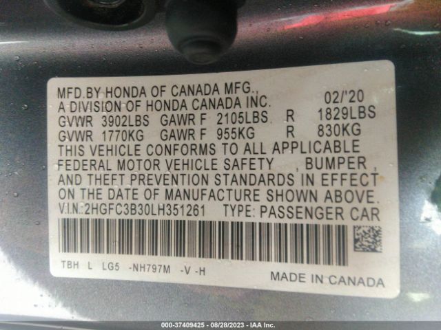 Photo 8 VIN: 2HGFC3B30LH351261 - HONDA CIVIC 