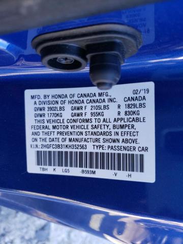 Photo 11 VIN: 2HGFC3B31KH352563 - HONDA CIVIC EX 