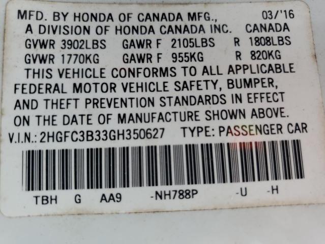 Photo 11 VIN: 2HGFC3B33GH350627 - HONDA CIVIC 