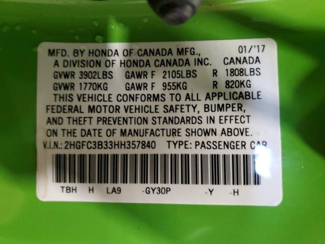 Photo 11 VIN: 2HGFC3B33HH357840 - HONDA CIVIC 