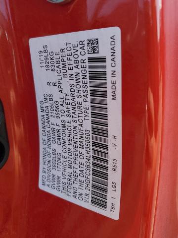 Photo 12 VIN: 2HGFC3B34LH350503 - HONDA CIVIC 