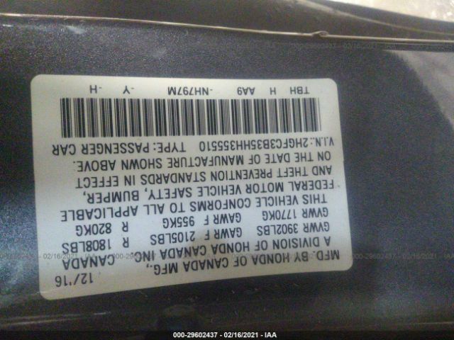 Photo 8 VIN: 2HGFC3B35HH355510 - HONDA CIVIC COUPE 