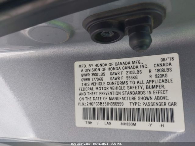 Photo 8 VIN: 2HGFC3B35JH356999 - HONDA CIVIC 