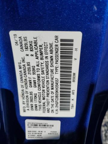 Photo 11 VIN: 2HGFC3B35KH354557 - HONDA CIVIC EX 