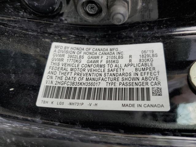 Photo 11 VIN: 2HGFC3B35KH356017 - HONDA CIVIC 