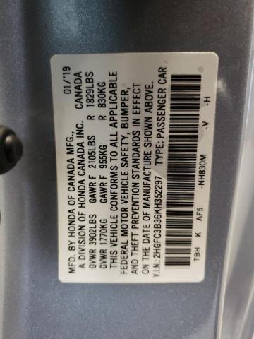 Photo 11 VIN: 2HGFC3B36KH352297 - HONDA CIVIC EX 