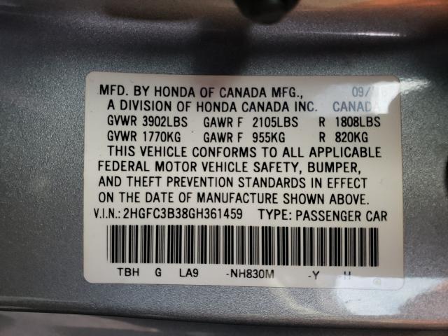 Photo 9 VIN: 2HGFC3B38GH361459 - HONDA CIVIC EX 