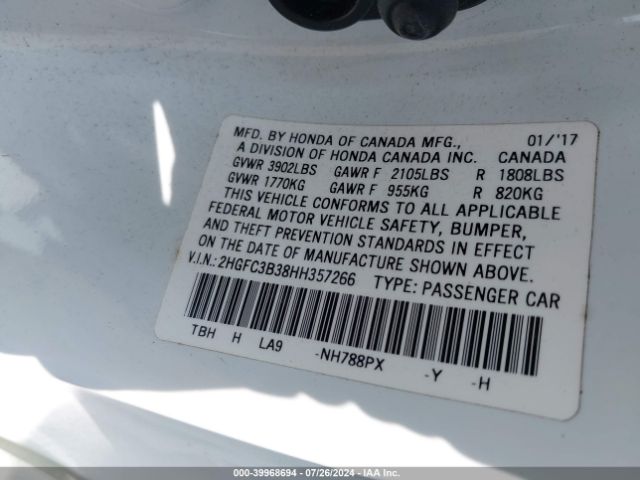 Photo 8 VIN: 2HGFC3B38HH357266 - HONDA CIVIC 