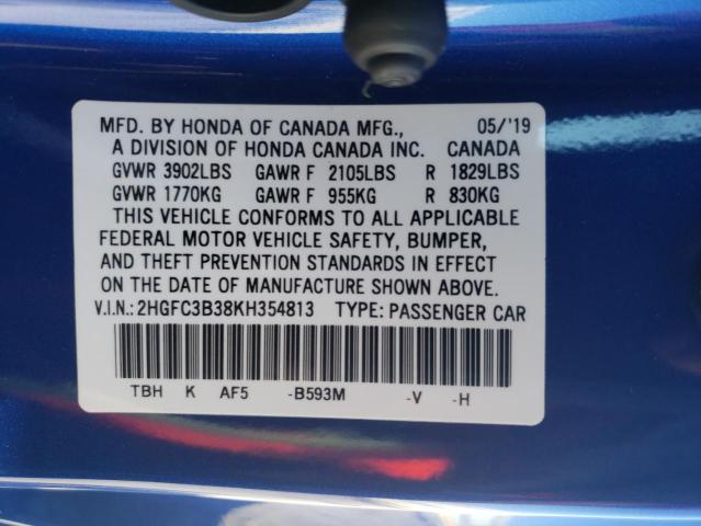 Photo 9 VIN: 2HGFC3B38KH354813 - HONDA CIVIC 