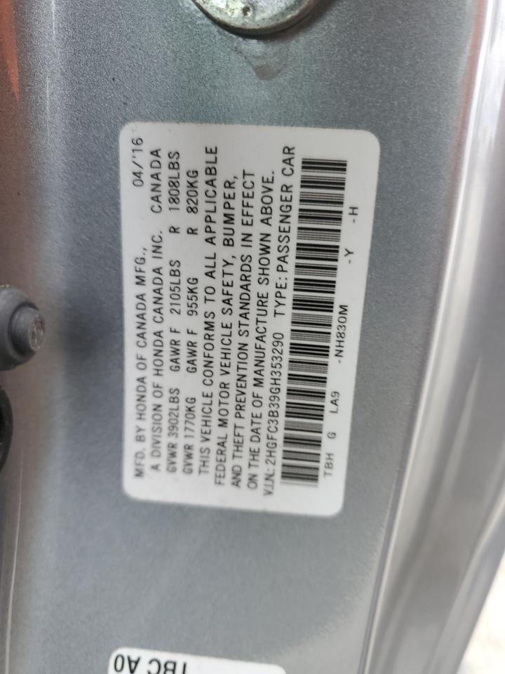 Photo 11 VIN: 2HGFC3B39GH353290 - HONDA CIVIC 