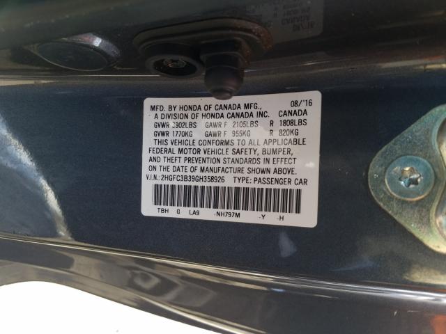 Photo 9 VIN: 2HGFC3B39GH358926 - HONDA CIVIC EX 