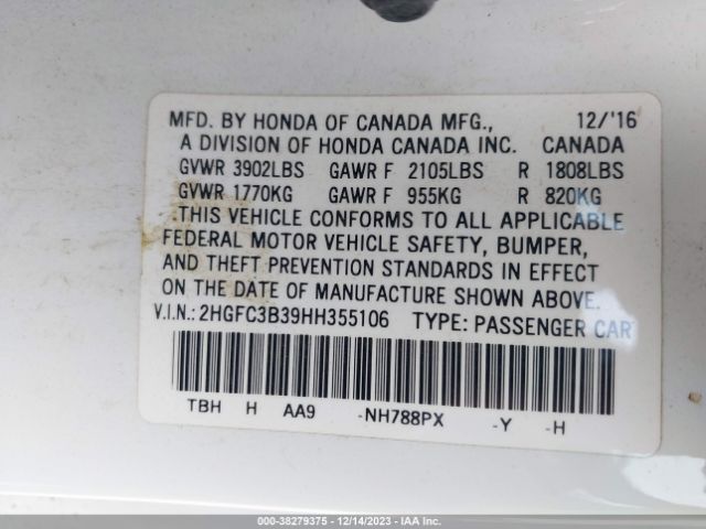 Photo 8 VIN: 2HGFC3B39HH355106 - HONDA CIVIC 