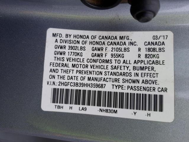 Photo 9 VIN: 2HGFC3B39HH359687 - HONDA CIVIC EX 