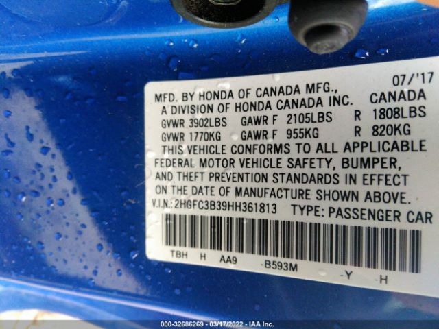 Photo 8 VIN: 2HGFC3B39HH361813 - HONDA CIVIC COUPE 