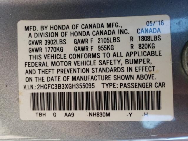 Photo 12 VIN: 2HGFC3B3XGH355095 - HONDA CIVIC EX 