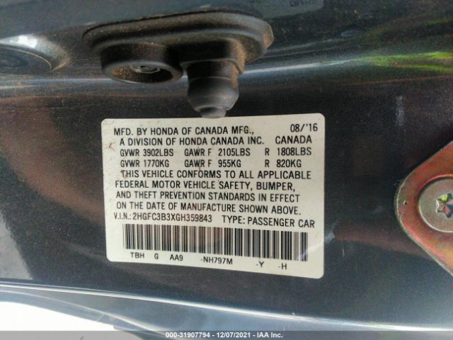 Photo 8 VIN: 2HGFC3B3XGH359843 - HONDA CIVIC COUPE 