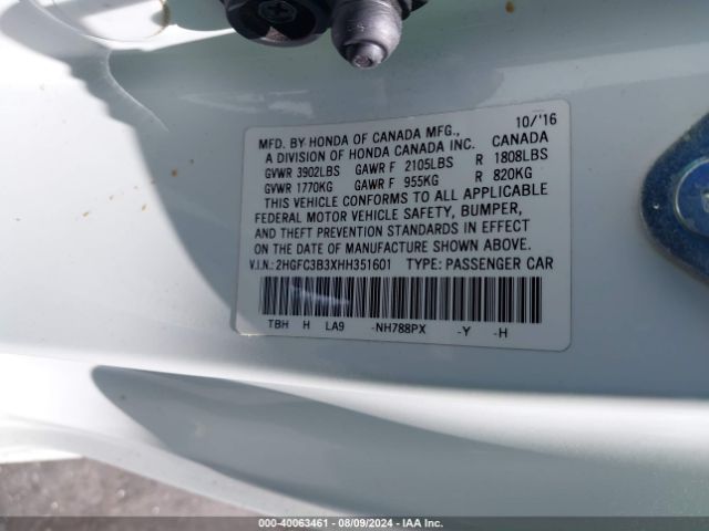 Photo 8 VIN: 2HGFC3B3XHH351601 - HONDA CIVIC 