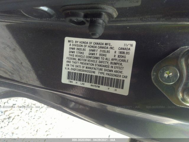 Photo 8 VIN: 2HGFC3B3XHH352246 - HONDA CIVIC 