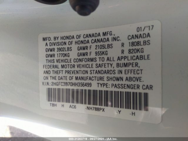 Photo 8 VIN: 2HGFC3B70HH356499 - HONDA CIVIC COUPE 