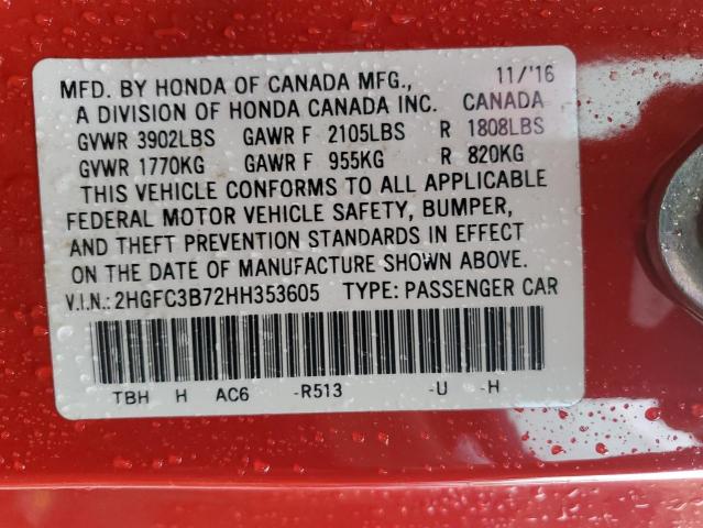 Photo 11 VIN: 2HGFC3B72HH353605 - HONDA CIVIC 