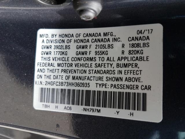 Photo 9 VIN: 2HGFC3B73HH360935 - HONDA CIVIC EXL 