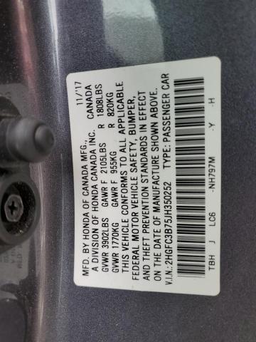 Photo 11 VIN: 2HGFC3B75JH350252 - HONDA CIVIC EXL 