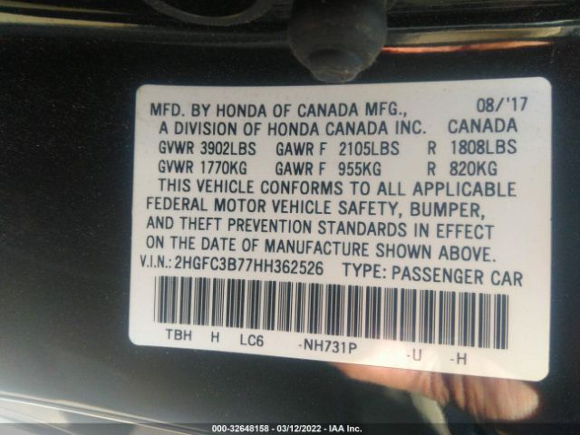 Photo 8 VIN: 2HGFC3B77HH362526 - HONDA CIVIC COUPE 