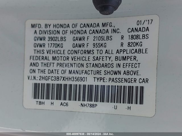 Photo 8 VIN: 2HGFC3B7XHH356901 - HONDA CIVIC 