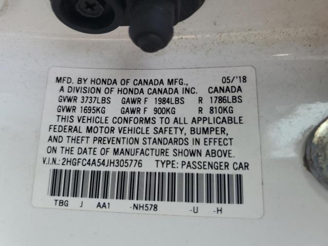 Photo 11 VIN: 2HGFC4A54JH305776 - HONDA CIVIC LX 