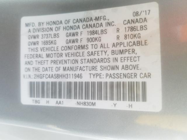 Photo 9 VIN: 2HGFC4A58HH311946 - HONDA CIVIC LX 