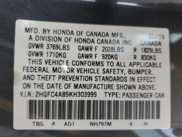 Photo 11 VIN: 2HGFC4A89KH303999 - HONDA CIVIC SPOR 
