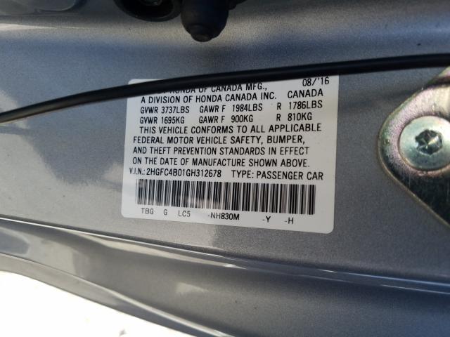 Photo 9 VIN: 2HGFC4B01GH312678 - HONDA CIVIC LX 