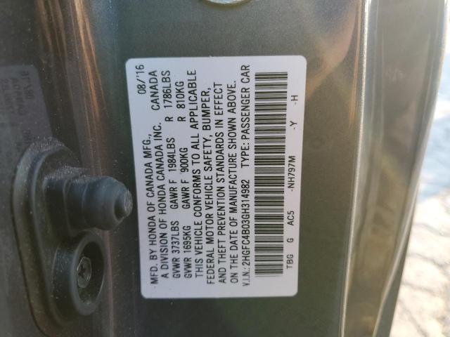 Photo 11 VIN: 2HGFC4B03GH314982 - HONDA CIVIC LX 