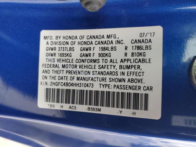 Photo 11 VIN: 2HGFC4B04HH310473 - HONDA CIVIC 