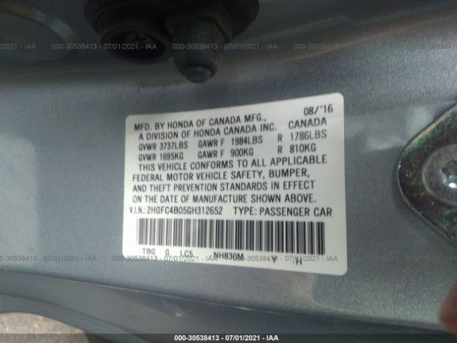 Photo 8 VIN: 2HGFC4B05GH312652 - HONDA CIVIC COUPE 