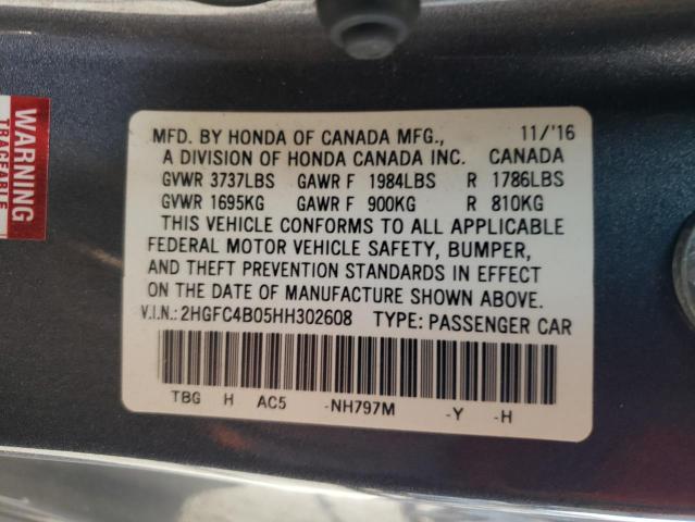 Photo 11 VIN: 2HGFC4B05HH302608 - HONDA CIVIC LX 