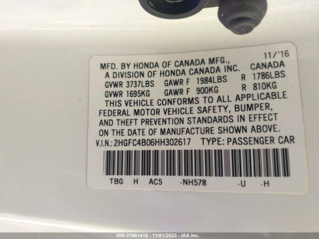 Photo 8 VIN: 2HGFC4B06HH302617 - HONDA CIVIC 