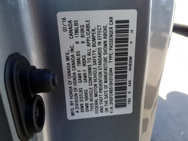 Photo 9 VIN: 2HGFC4B51GH310344 - HONDA CIVIC LX 