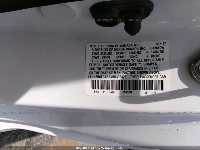 Photo 8 VIN: 2HGFC4B53HH305423 - HONDA CIVIC COUPE 