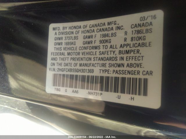 Photo 8 VIN: 2HGFC4B55GH301369 - HONDA CIVIC COUPE 