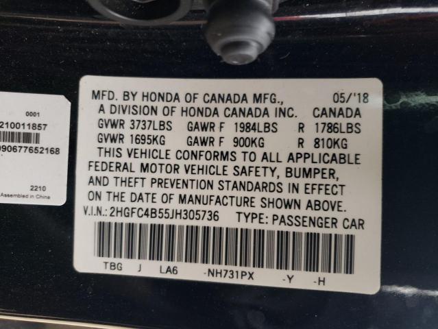 Photo 11 VIN: 2HGFC4B55JH305736 - HONDA CIVIC 
