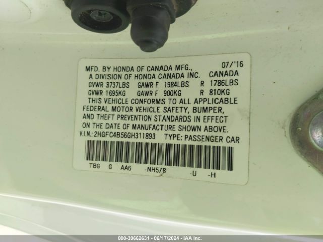 Photo 8 VIN: 2HGFC4B56GH311893 - HONDA CIVIC 