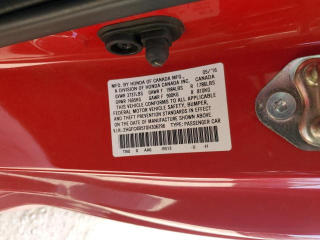 Photo 9 VIN: 2HGFC4B57GH306296 - HONDA CIVIC LX 