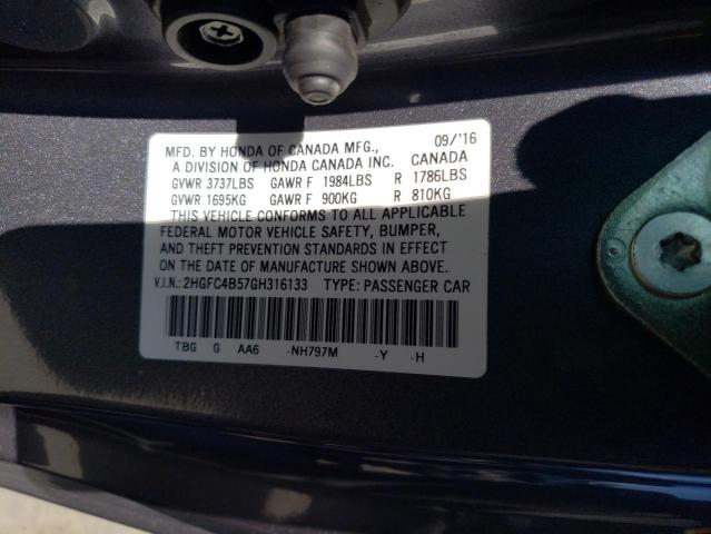 Photo 11 VIN: 2HGFC4B57GH316133 - HONDA CIVIC LX 