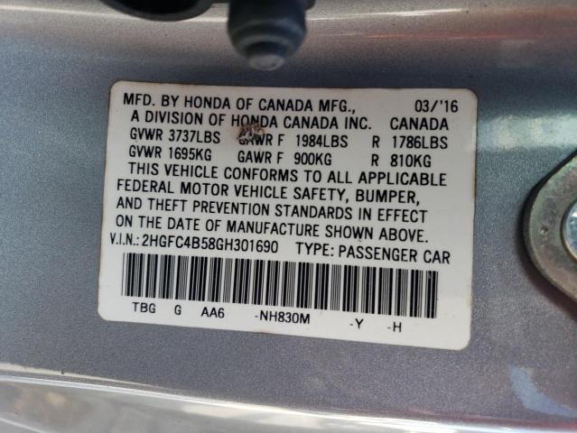 Photo 11 VIN: 2HGFC4B58GH301690 - HONDA CIVIC LX 